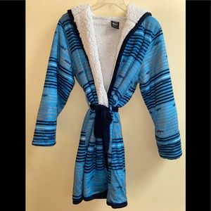 Plush Hooded Sherpa Lined Robe with Sharks